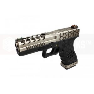 AW VX0100 Hex Cut Signature Model 17 GBB Airsoft Pistol ( SV/BK )