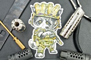 J.K.ARMY Prozi Cat Milsim Style #MIL-01 PVC Stickers ( 1Set / 4pcs )