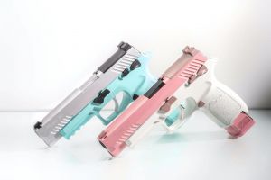 Custom SIG AIR P320 M17 6mm Gas Version GBB Pistol ( Cerakote Pink Slide and white Frame / Cerakote Robin Egg Blue Frame and Silver Slide )