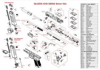 Umarex Glock 19 Gen 5 MOS Gas GBBP Airsoft Explosion Parts ( SRC G19 Gen5 MOS / Original Parts )