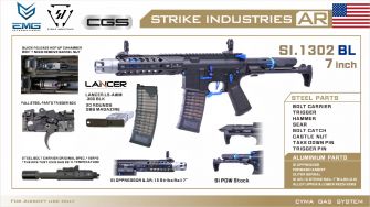 EMG Strike Industries SI AR Strike Oppressor 7" PDW MWS GBB Rifle Airsoft ( by CGS ) ( Blue )