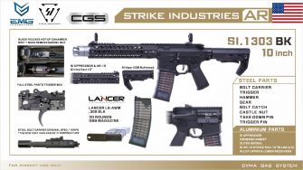 EMG Strike Industries SI AR Strike Oppressor 10" MWS GBB Rifle Airsoft ( by CGS ) ( Black )
