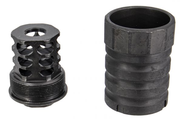5KU 360 X12 AK Style Muzzle Brake w/ Blast Shield 14mm CCW