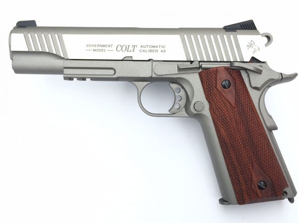 Cybergun COLT 1911 Rail Gun Stainless GBB Pistol Co2 Mag Version