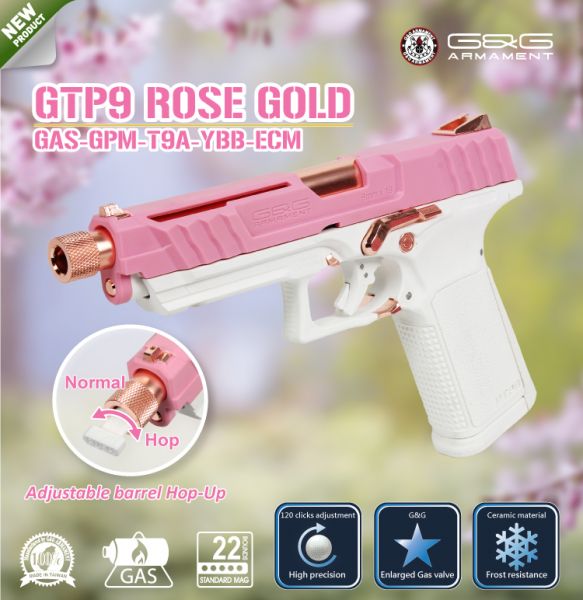 G&G GTP9 ROSE GOLD Airsoft GBB Pistol ( Pink ) ( GAS-GPM-T9A