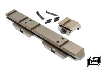 C&C V3 .410 Riser Mount Low Profile Rail and Front Sight Mount Set for Airsoft 20mm Rail ( Brown ) ( CAG Style )