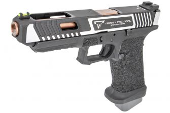 EMG TTI Licensed Combat Master G34 Project GBB Pistol 2 Tone Silver ( WE G17 Base ) ( JKTG Custom Made )