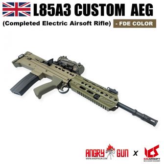 Angry Gun X ICS L85A3 AEG AIRSOFT ELECTRIC RIFLE ( 290 TO 310 FPS @0.2G BB ) ( FDE / Black )