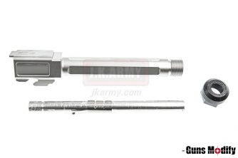 Guns Modify S Style KM Model 17 Stainless Steel 14mm CCW Thread Barrel - Fluted for Marui Model 17 ( Silver)