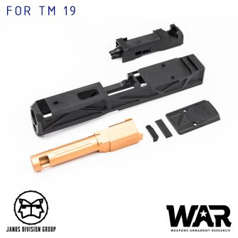 JDG WAR Afterburner RMR Slide Set for TM Model 19  ( Licensed by WAR ) ( Black Slide w/ Rose Gold Barrel )