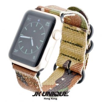 JK UNIQUE CAMO NYLON Apple Watch Strap 42mm Black Buckle - Multicam