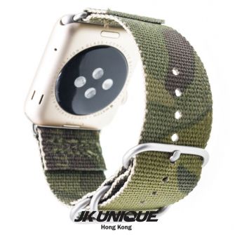 JK UNIQUE CAMO NYLON Apple Watch Strap 42mm Silver Buckle - Multicam Tropic