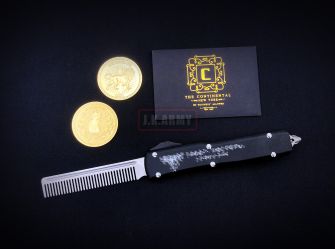 MF TTI Style CNC Stainless Steel Portable Pocket Telescopic Comb Hair with John Wick Coin Set ( JW Style )