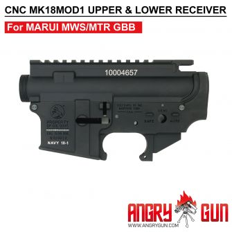 Angry Gun MK18 MOD1 CNC Upper & Lower Receiver for Marui TM MWS / MTR GBB ( Colt Licensed w/ Roll Marking Press )