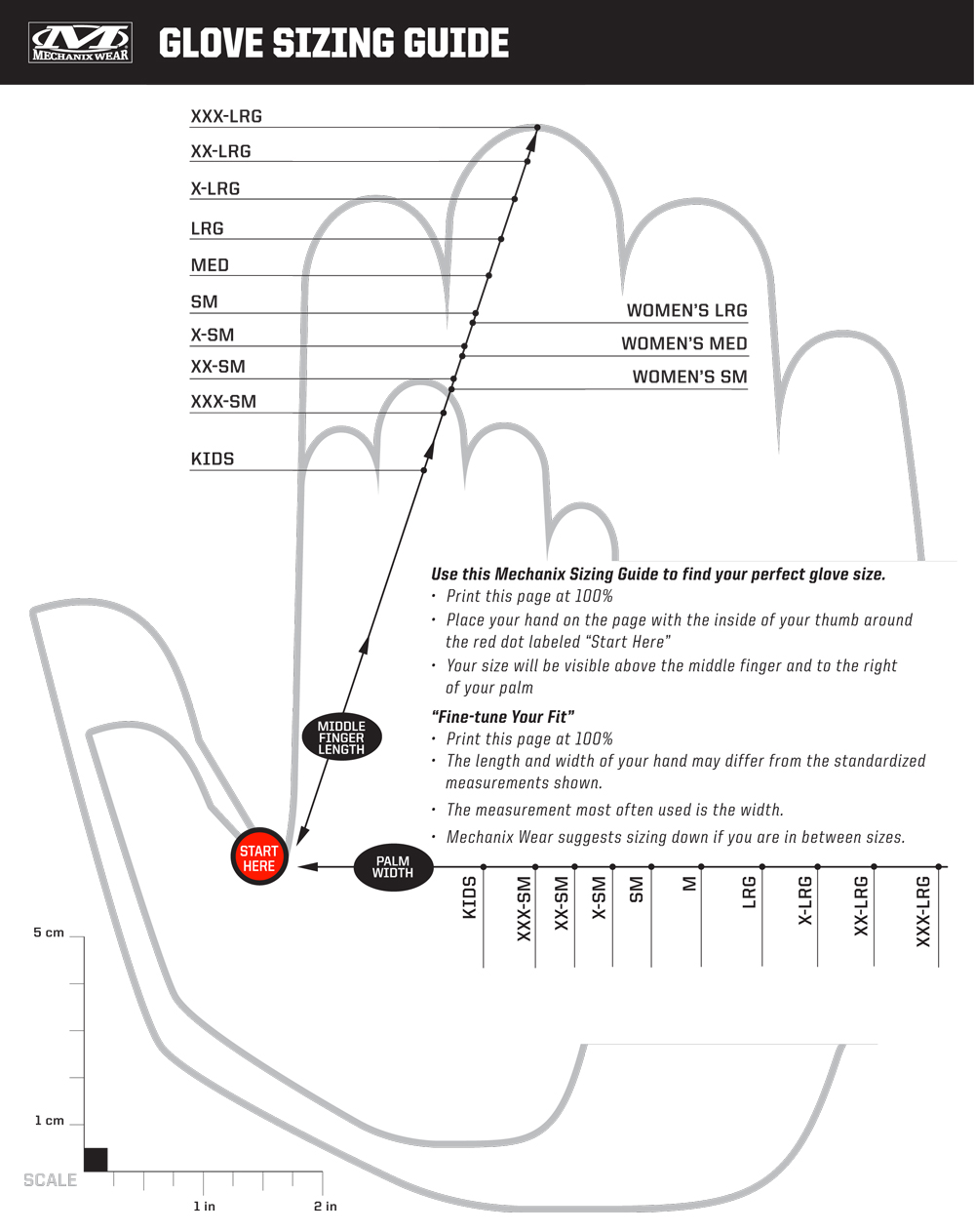 Mechanix Wear Glove Size Chart